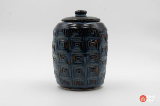 Square Spiral Lidded Jar