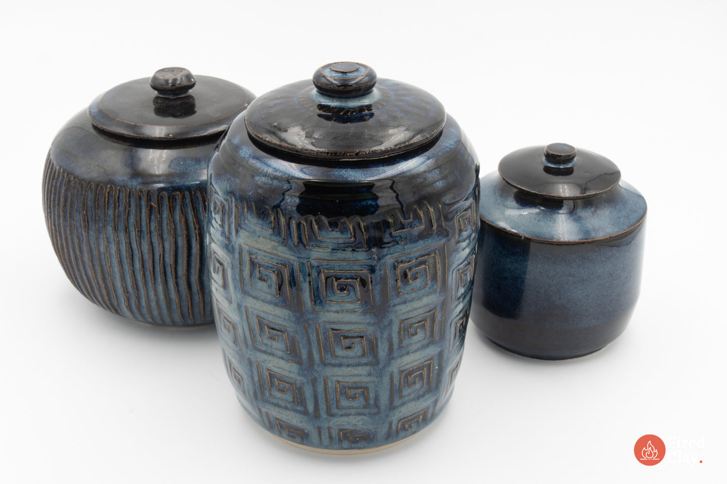 Square Spiral Lidded Jar